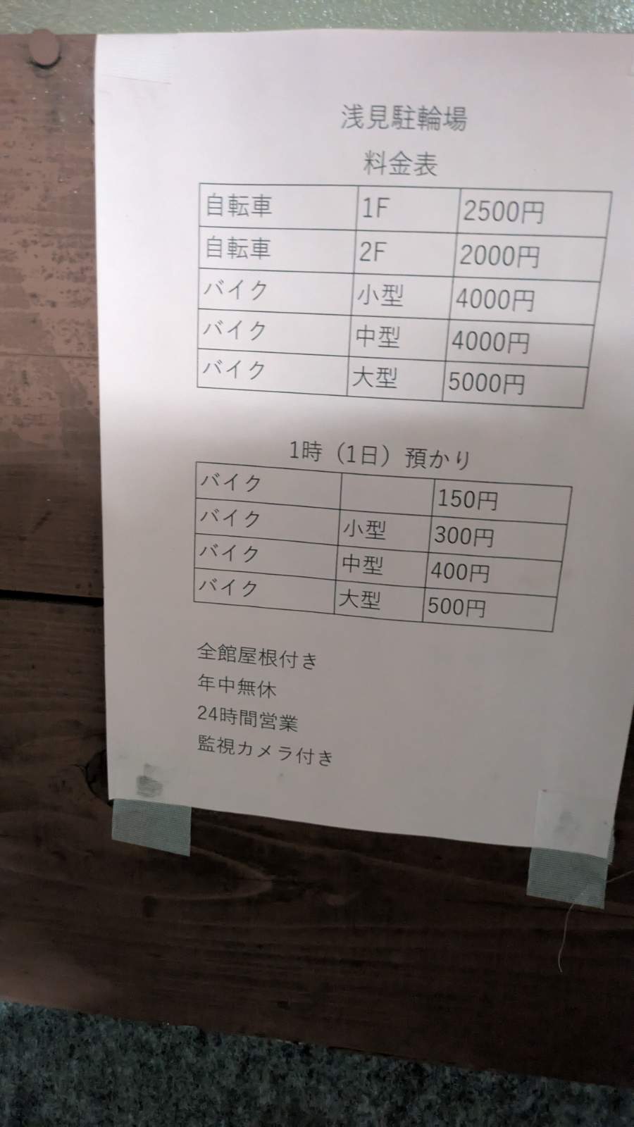 浅見駐輪場のイメージ